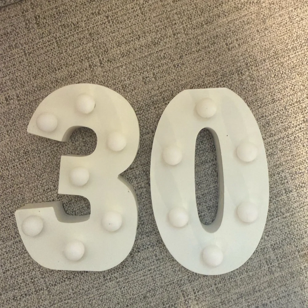 White LED Number '30' Party Marquee Sign